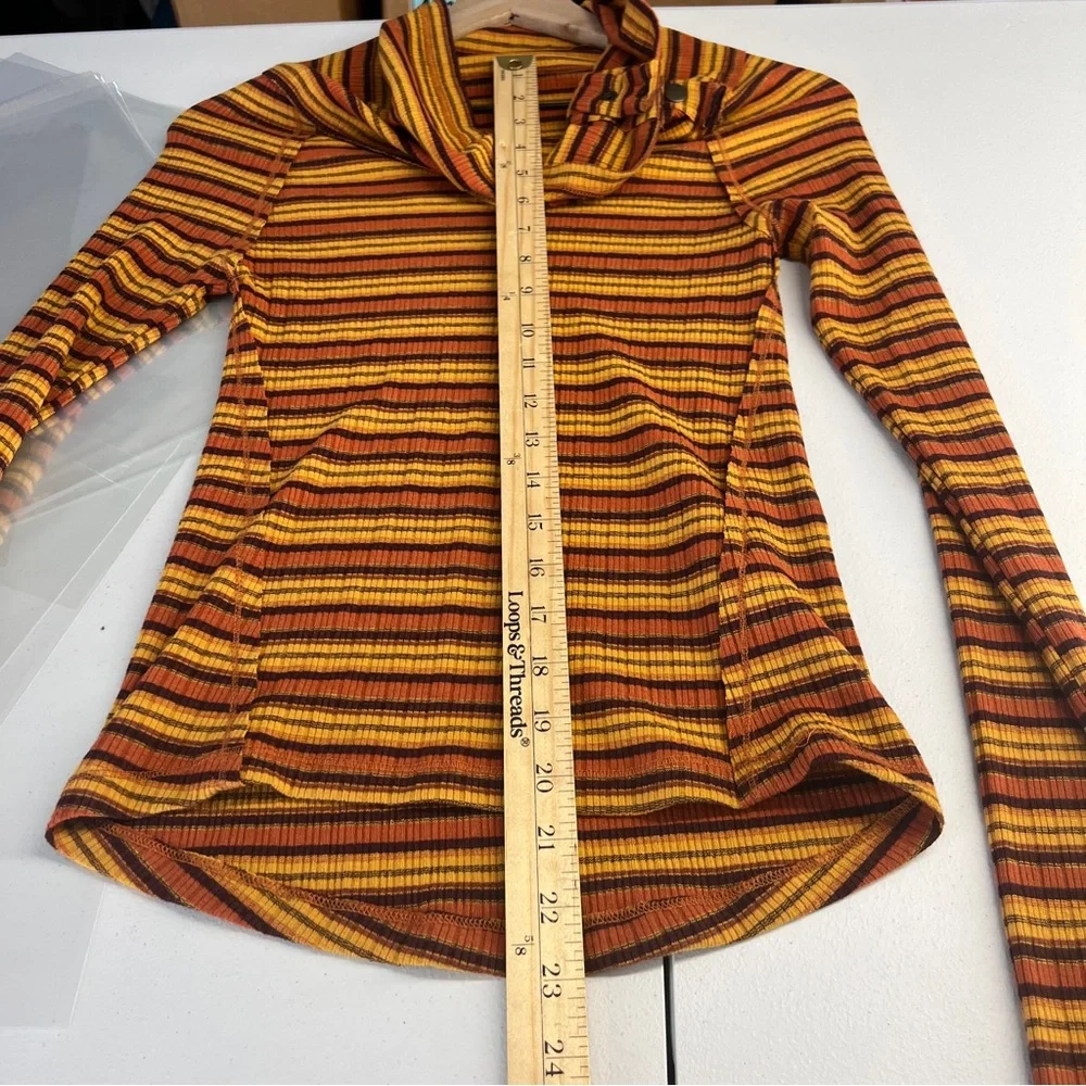 FREE PEOPLE Cape Cod‎ Thermal Striped Ribbed Cowl Neck Size M